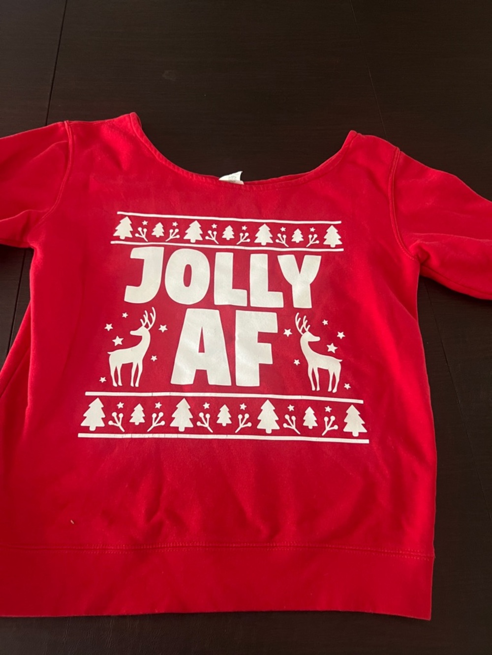 Women Red 'JOLLY AF' Holiday Sweatshirt